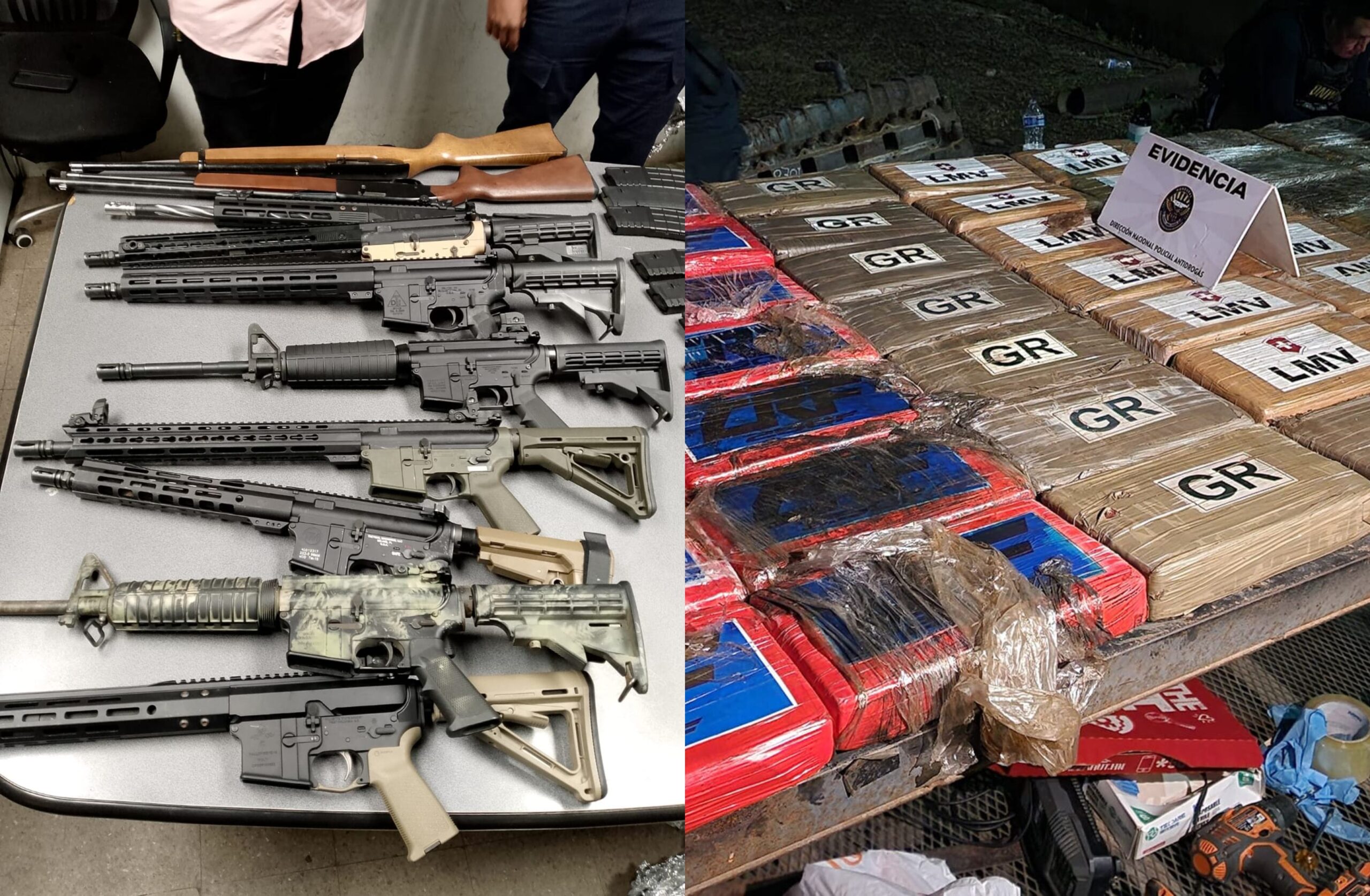 Autoridades decomisan importante cargamento de armas y droga en Puerto Cortés