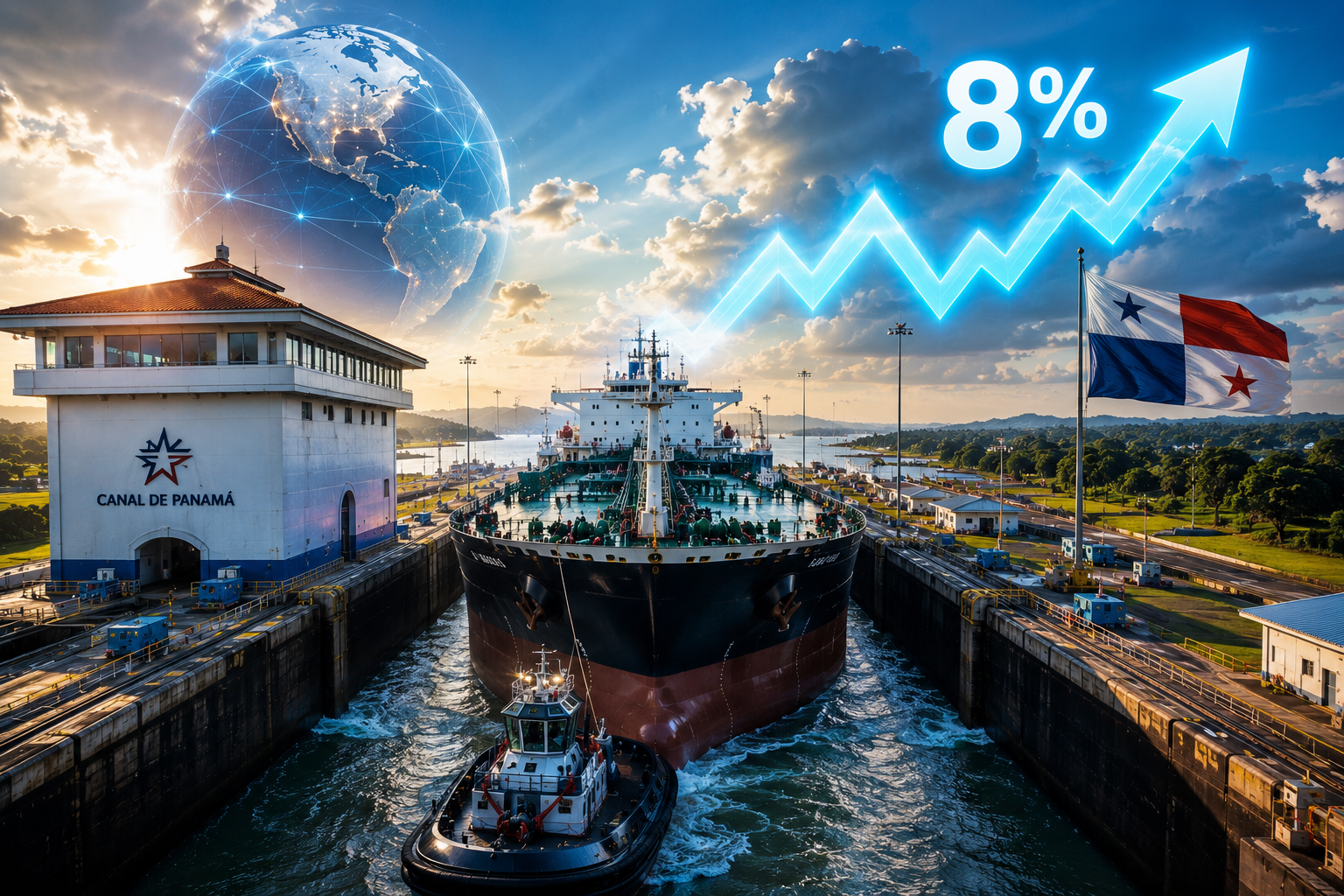 Tránsitos por el Canal de Panamá crecen 8%