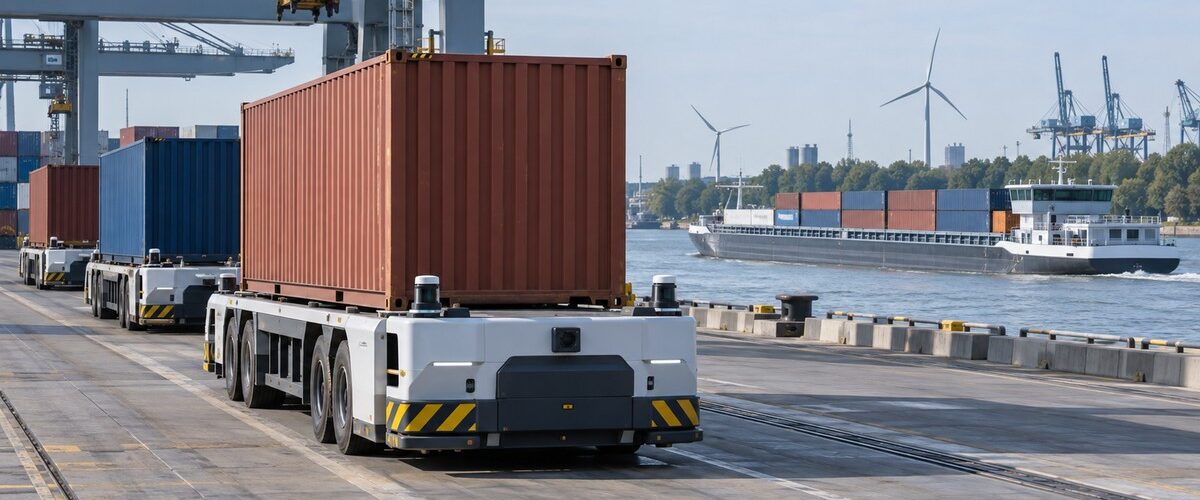 Amberes lleva el camión autónomo del ensayo a una ruta comercial de contenedores