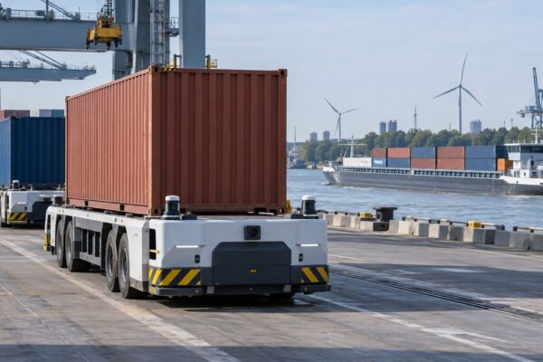 Amberes lleva el camión autónomo del ensayo a una ruta comercial de contenedores