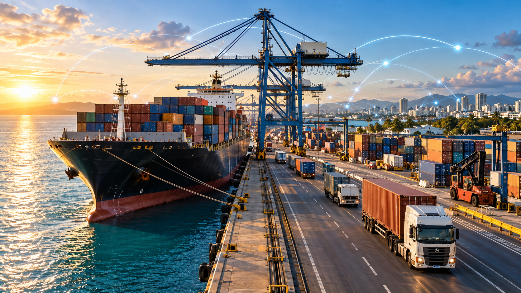 Puerto dominicano conectado con transporte marítimo y terrestre
