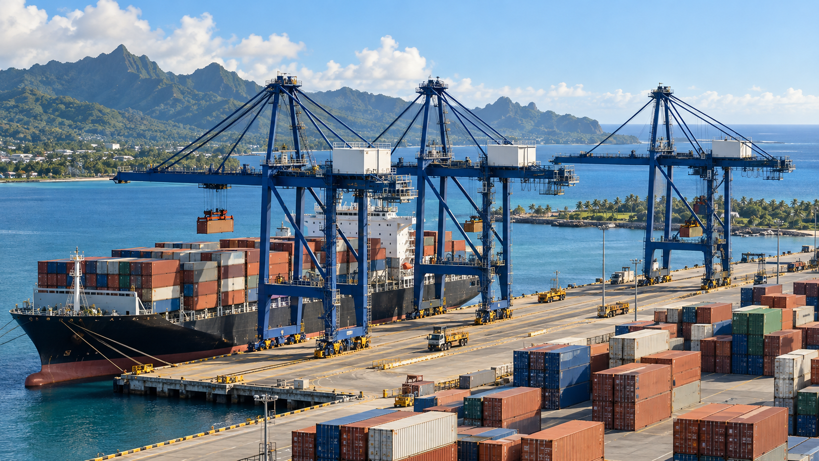 Guam restablece sus tres grúas pórtico tras el accidente provocado por el viento