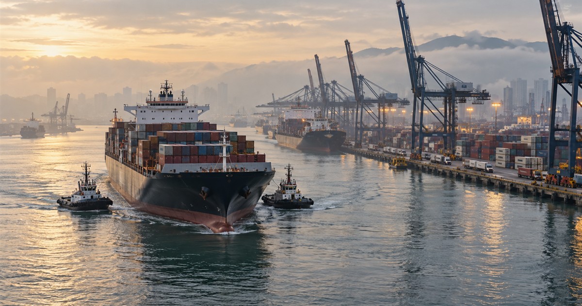 Imagen editorial sobre solo 27% de los portacontenedores llegó a tiempo en septiembre